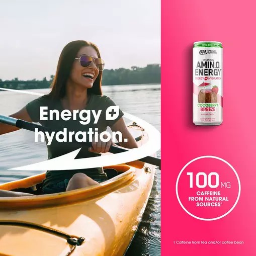 Optimum Nutrition ESSENTIAL AMIN.O. ENERGY+ Electrolytes Sparkling *new* Cocoberry Breeze 355ml * 12 Cans (12 Servings) Türkiye | 752803KAT
